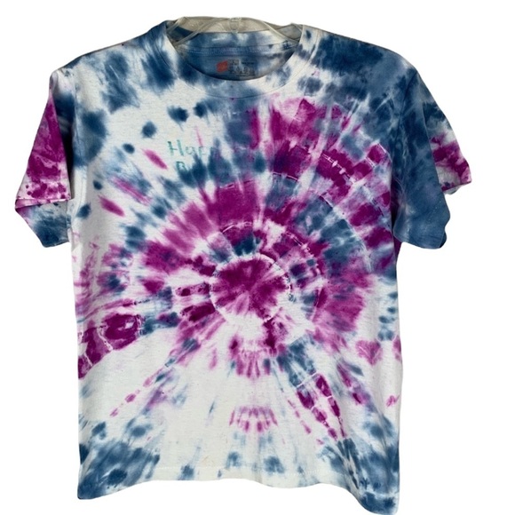 Tops - Handmade Tie Dye Tee Shirt Purple Blue & White
